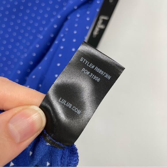 Lulus Blue Polka Dot Spaghetti Strap Casual Slip Dress Womens S Midi Coquette - Picture 5 of 10